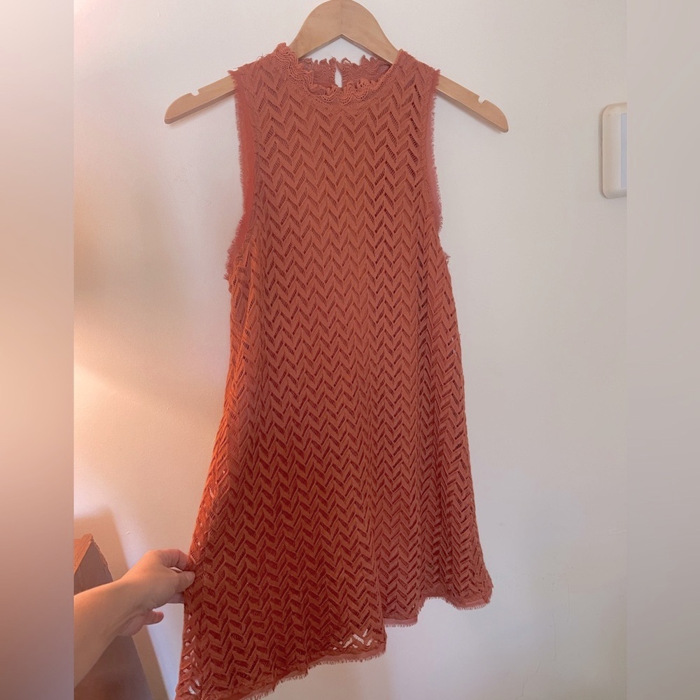 Orange Sleeveless Lace Dress